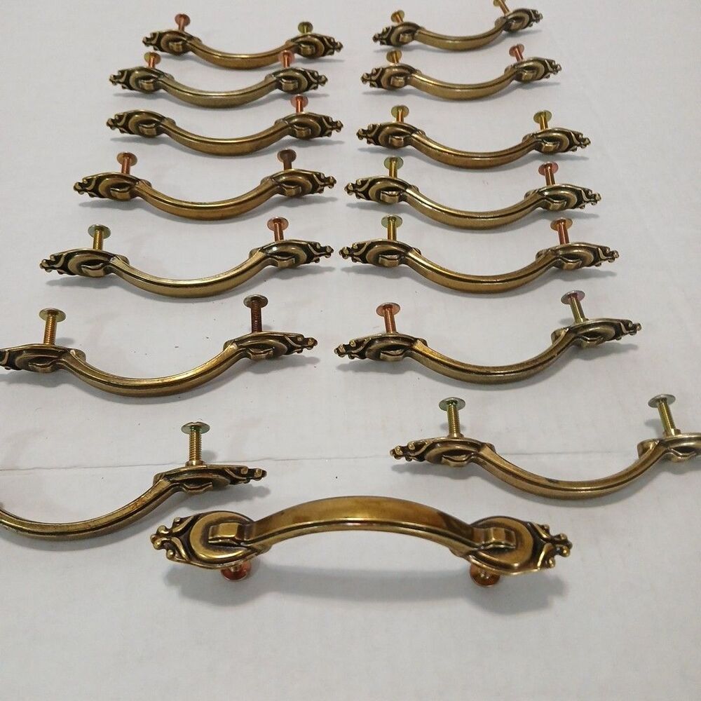 Amerock Brass Chatsworth #735-15 Vintage Cabinet Drawer Pull Handles W/Screws